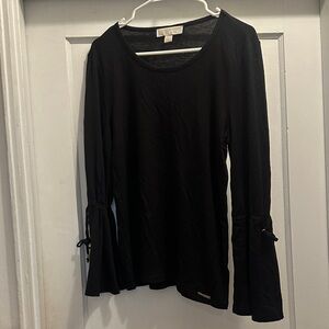 Michael Kors Black Long Sleeve Top with Tie Details - Preloved